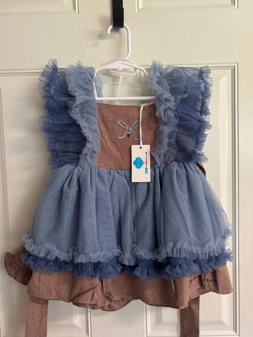 NWT size 5  Evie's Closet Tiny Acorn brown-Dusty Rose/blue tulle tunic set. RT78